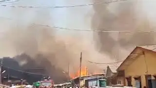 Fire Breaks out at Okobaba Plank Market , Ebute Metta in Lagos.