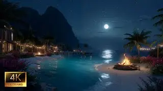 Relaxing Night ASMR (No Ads) &bull; Fire and Water Sounds for Stress Relief