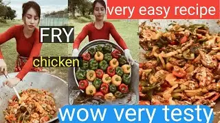 How to crispy chicken fry with fresh vegetables so testy miss ans mr cooking 