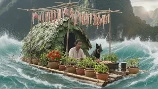 Raft Survival Upgrade with My Dog | Crab Catching, Fishing & Seafood Cooking