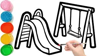 How To Draw A Playground With Slide And Swing | Drawing a children's park