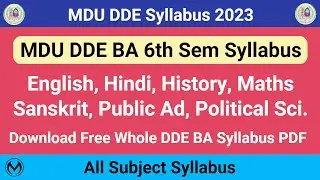 MDU DDE BA 6th Semester Syllabus | BA Distance New Updated Syllabus 2023 |