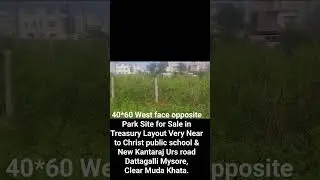 SITE FOR SALE, 40*60 West face opposite park Treasury Layout near Christ public school Dattagalli.