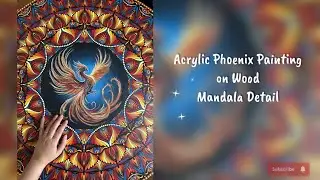 Acrylic Phoenix Painting on Wood | Detail from a Mandala Artwork