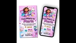 Convite Anivers&aacute;rio Infantil tem&aacute;tico, animado, tema Casa M&aacute;gica da Gabby #conviteanimado  #convite