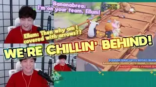 Keep shooting! Sykkuno and Shylily are PROTECTED behind Bananabrea's RAIN OF ARROWS!