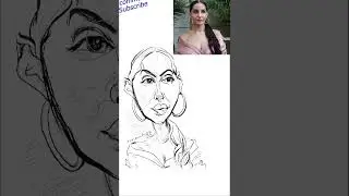 Dancer Nora Fatehi Funny Face 😜😜😜 Caricature, drawing with painting 😃😃 Funny Face 😆 Cartoon #shorts