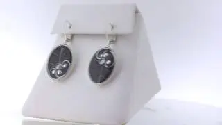 AVA Oval Silver Leaf Earrings