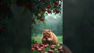 Maybe it just wants to taste the apple #cat #cute #kucat #kitten #rain