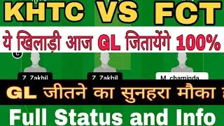 KHTC vs FCT Dream11 Team|KHTC vs FCT|KHTC vs FCT match prediction