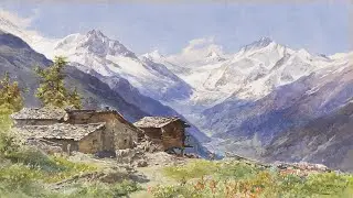 Charming Alpine Mountain Settlement Painting | Silent TV Art Screensaver in 4K | 2 Hours