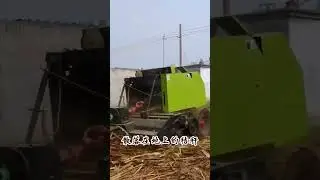 Straw crushing and baling machine. Hay straw can be packed into bundles to feed cattle and sheep.