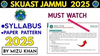 SKUAST JAMMU 2025 | UG PG PROGRAMME | SYLLABUS |PAPER PATTERN | EXAM DATE | SKUAST JAMMU