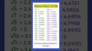 Square root of 1 to 30/1 to 30 square root/square root 1 to 30/1 se 30 tak square root #squareroot