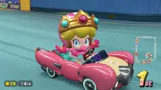 Mario Kart World - Baby Peach Racing From Mario Bros. Circuit To Toad's Factory