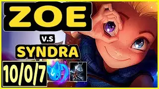 XAKY (ZOE) vs SYNDRA - QUADRAKILL 10/0/7 KDA MID GAMEPLAY - EUW Ranked MASTER