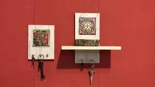Wood shelf with key hangers