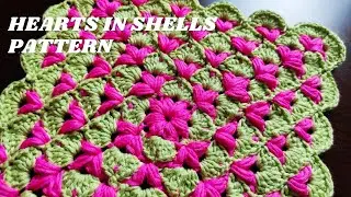Crochet Hearts In Shells Blanket Tutorial by Yarns and Threads