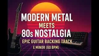 Modern Metal Meets 80s Nostalgia | Epic Guitar Backing Track in E Minor (60 BPM)
