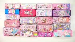 cute unicorn stationery collection 😘 geometry,hello kitty,pencil box,sharpener,eraser,unicorn girl