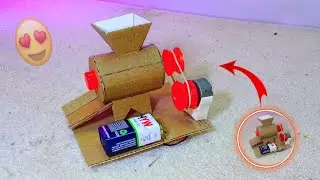 Cardboard box Mini aata chakki machine school project election DC motor battery 