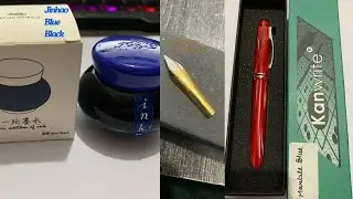 Kanwrite Flex nib fountain pen and Jinhao blue black INK unboxing.