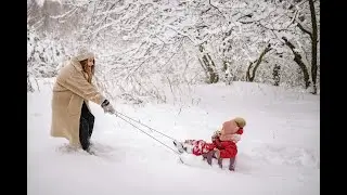 Calm Kids Playing in Snow | Gentle Outdoor Play with Orchestral Folk Music | Low Stimulation