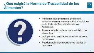 Webinar FDA Regulación Final de la Trazabilidad de los Alimentos bajo Ley FSMA