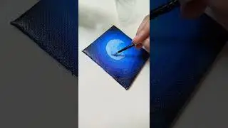 Acrylic Moonlit Scene with Tree 🌕🌲 | Quick Painting Tutorial in 32 Seconds! #art #painting #drawing