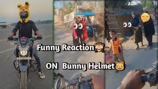 Funny Public Reaction🙈 on Bunny Helmet Cover😺 / Pikachu / @ajijsvlogs // #ajijvlogs #reaction