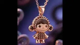 Anyes Bubble Pop Little Girl Brown Enamel Coffee Pendant Necklace