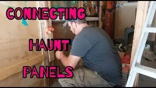 Connecting haunted house wall panels.
