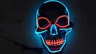 Hit der Saison ! Party Leuchtmaske  EL MASKE Bicolor Skull ElektroLumineszens Schlauch