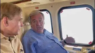 PM, Guterres taking an aerial view of flood affected areas of Sindh
