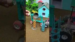 DIY Mini Cement Mixer Pouring Concrete into two filler | Mini Construction Build #miniconstruction