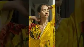 Embroidered Crop Top with Cape and Draped Skirt & Embroidered Kaftan