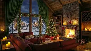 Cozy Winter Cabin Ambience: Crackling Fireplace, Sleeping Pets & Relaxing Piano Jazz Music