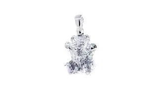 23mm 3D Teddy Bear Pendant in Sterling Silver CMZ1032W1