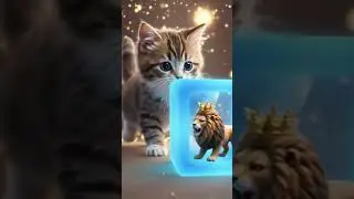 Cute cat 🐈 fight with lions 🦁 cube 🧊✨🫵   #bettiahamit  #youtubeshorts #ytshorts #shortsfeed