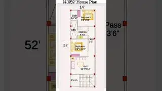 14x52 Sqft Vastu Floor Plan 🏠 #architecturalplan #architecture #floorplan #houseplan #trendingshorts