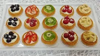 ميني تارت بالكنافة والفواكه من الذ التحليات لي يمكن توجدوا لضيافكم او كتحلية لفطور رمضان#tartelettes