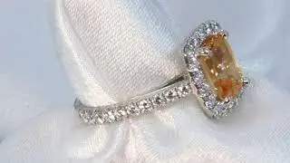 peach sapphire platinum ring 3185v