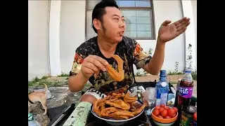 今天可厉害了，小三轮又养了一只鸡，一人一狗一鸡吃饭喝酒真美！