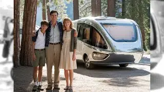 Family at Yosemite Campground, Photo 1964 &mdash; the motorhome behind them was never manufactured