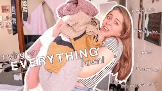 trying on EVERYTHING in my closet + getting rid of clothes | quarantine day  23