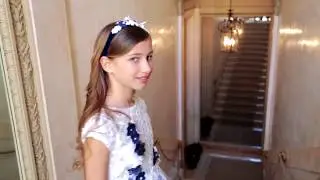 Lesy Luxury girl dress with lace bodice and macram&egrave; appliqu&eacute;s