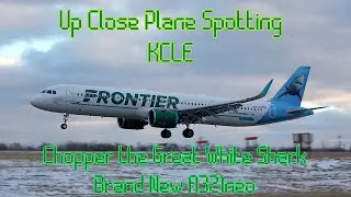 Close Up Unstable Approaches into Cleveland Hopkins. Brand New Frontier A321neo Chopper the Shark