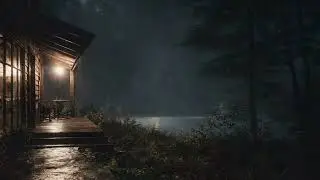 Soft, Steady Rain for a Quiet Night | Wooden Cabin Ambience | 1 Hour