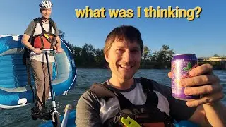 Rafting the Bow River with an Electric Scooter!  Worlds Most Exceptionally Seaworthy Dinghy...