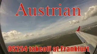 Austrian Airlines Embraer 195 onboard takeoff at Frankfurt Airport | OS254
